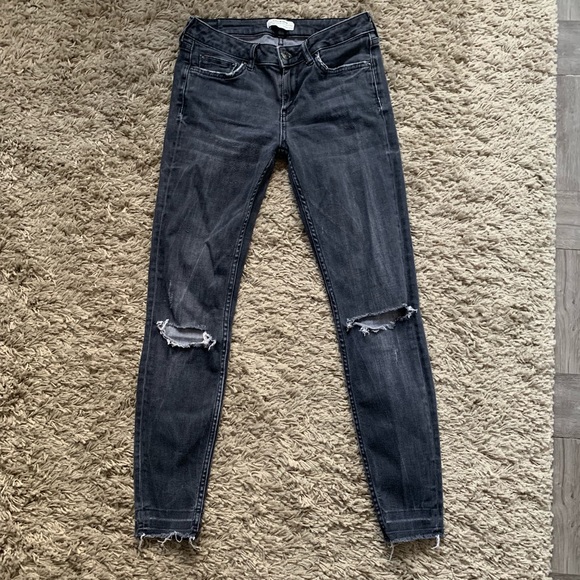 Zara Denim - Zara// dark gray skinny jeans